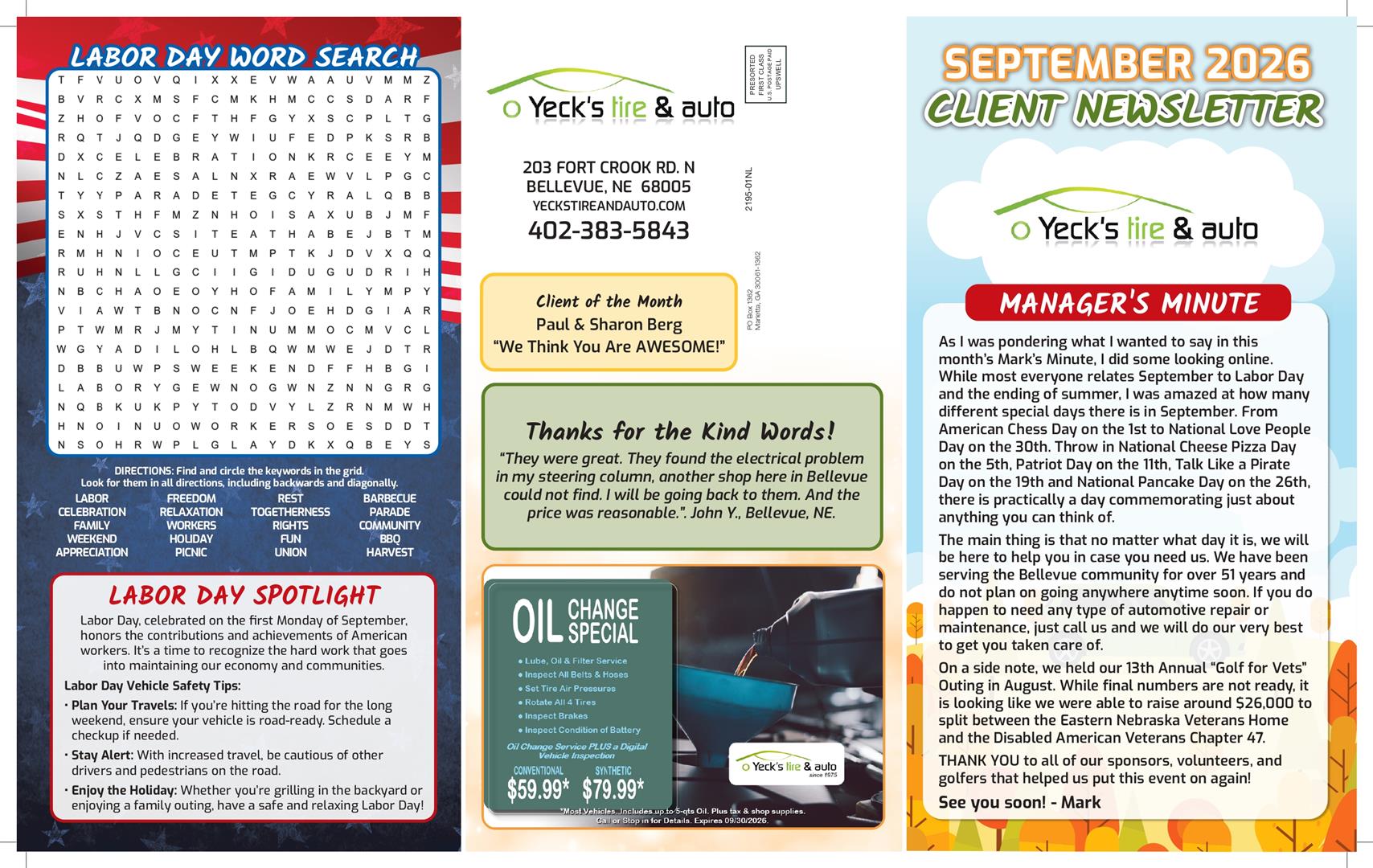 Monthly Newsletter Page 2 | Yeck's Tire & Auto